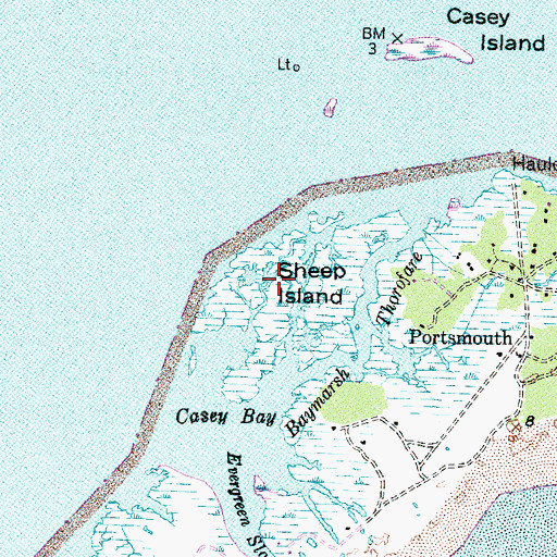 Topographic Map of Bay Marsh (historical), NC