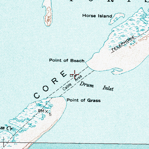 Topographic Map of Old Drum Inlet, NC