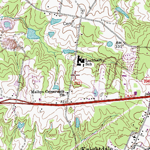 Topographic Map of Maplewood, NC