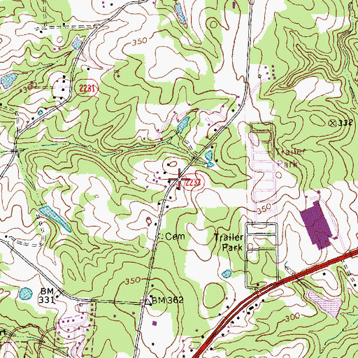 Topographic Map of Pebblebrook, NC