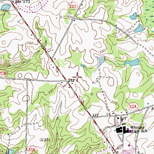 Topographic Map of Whitley Middle School, NC