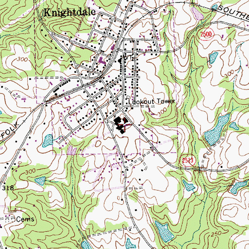 Topographic Map of Knightdale Elementary School, NC