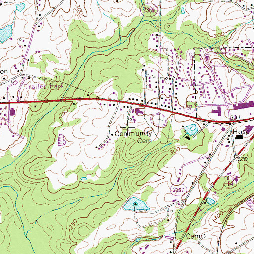 Topographic Map of Pineview Estates, NC