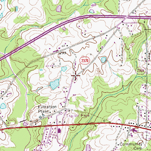 Topographic Map of Wedgewood, NC