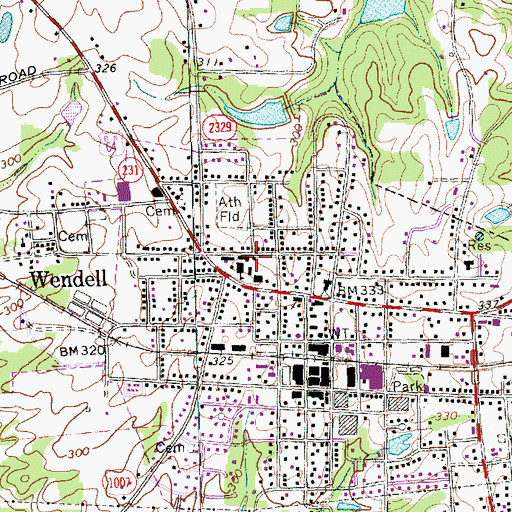 Topographic Map of Wendell Elementary School, NC