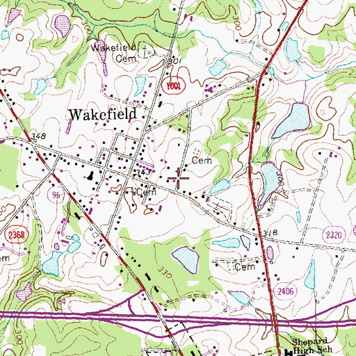 Topographic Map of New Zebulon Elementary School, NC
