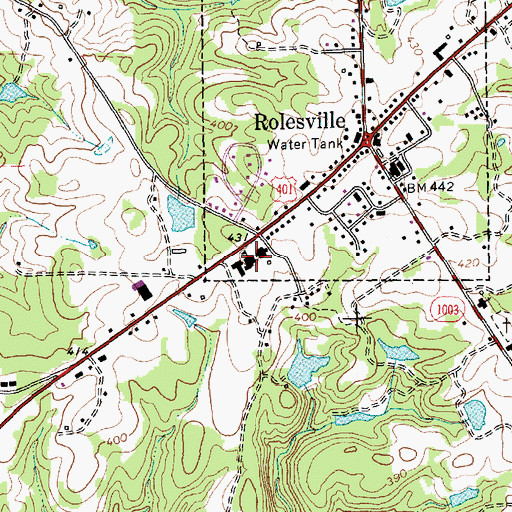 Topographic Map of Rolesville Elementary School, NC