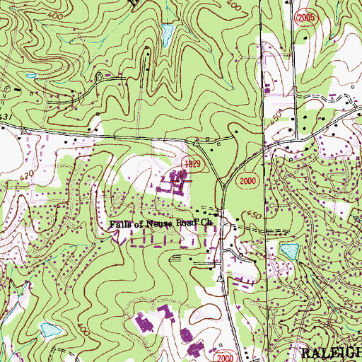 Topographic Map of West Millbrook Junior High School, NC