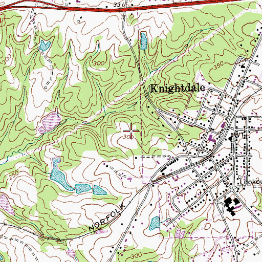 Topographic Map of Carrington Woods, NC