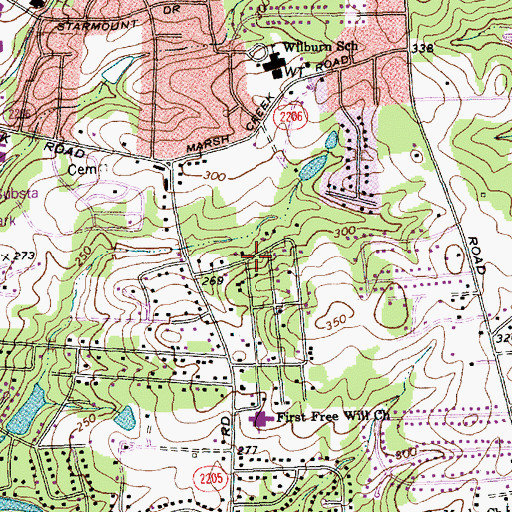 Topographic Map of Heatherbrook, NC