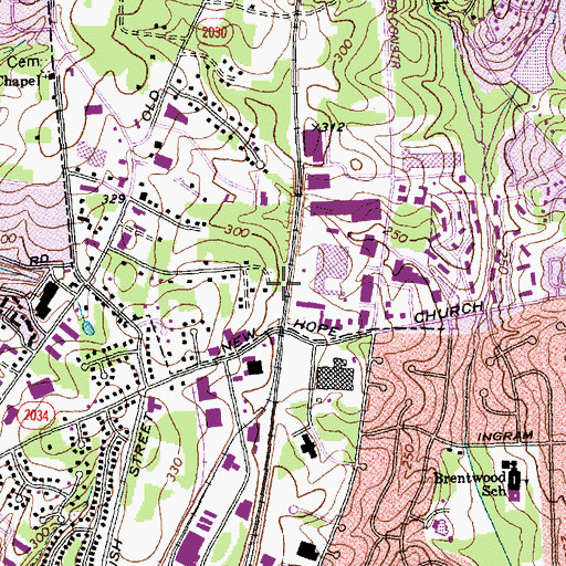 Topographic Map of Oakview, NC