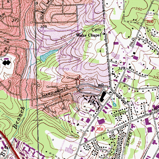Topographic Map of Eastgate, NC