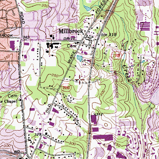 Topographic Map of Waco Heights, NC