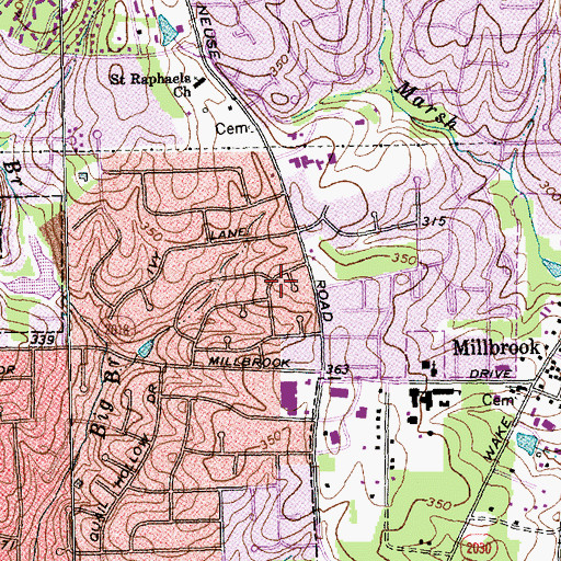 Topographic Map of Quail Meadow, NC
