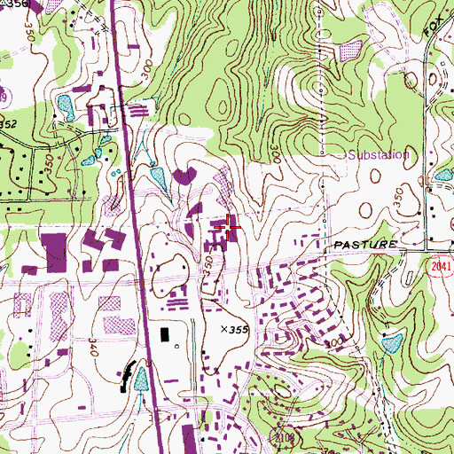 Topographic Map of East Millbrook Intermediate School, NC