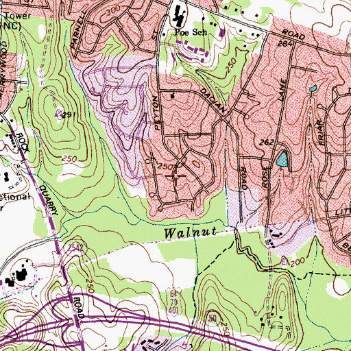 Topographic Map of Stratford Park, NC
