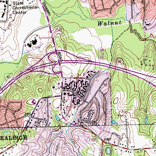Topographic Map of Southgate, NC