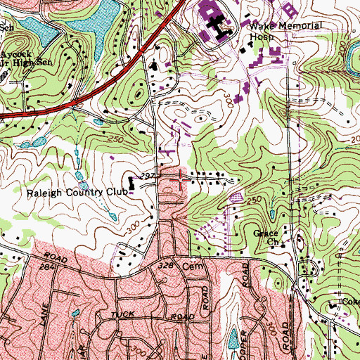 Topographic Map of Country Club View, NC