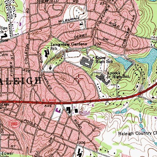 Topographic Map of Longview, NC