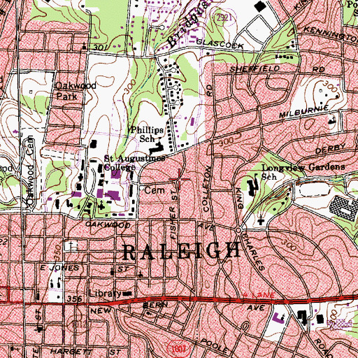 Topographic Map of Washington Square, NC