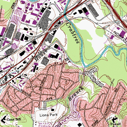 Topographic Map of Woodcrest, NC