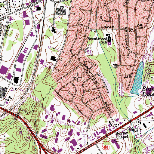 Topographic Map of Brentwood, NC