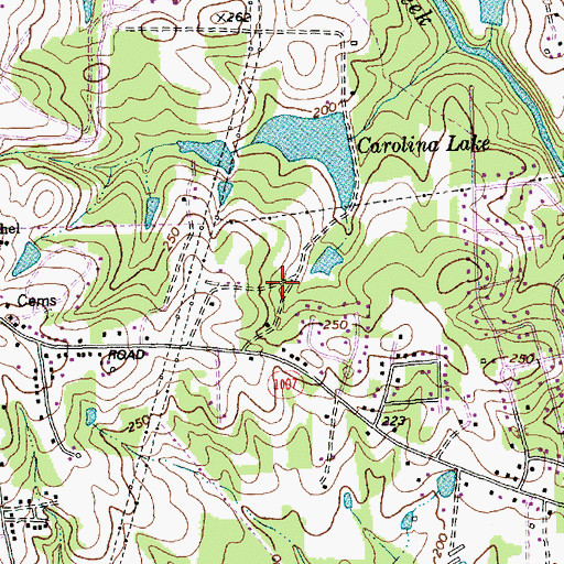 Topographic Map of Hickory Meadows, NC
