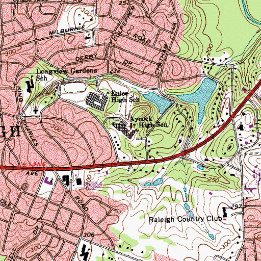 Topographic Map of Enloe East High School, NC