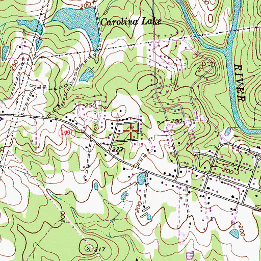 Topographic Map of Golden Forest, NC