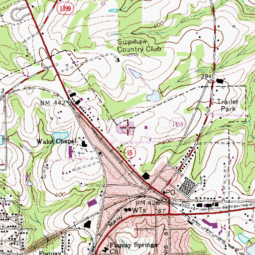 Topographic Map of Fuquay Senior High School, NC