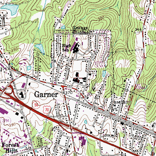Topographic Map of Garner Elementary School, NC