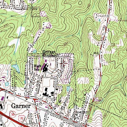 Topographic Map of School Acres, NC