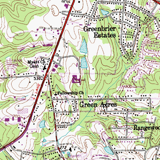 Topographic Map of Smith Elementary School, NC