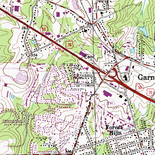 Topographic Map of Sunset Acres, NC