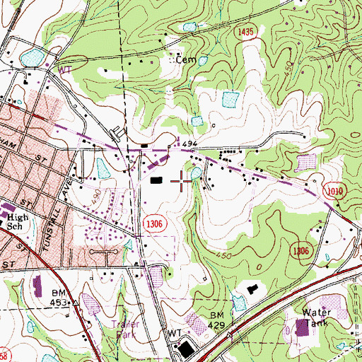 Topographic Map of Damont Hills, NC