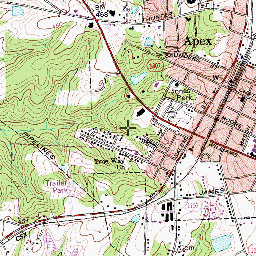Topographic Map of Justice Heights, NC