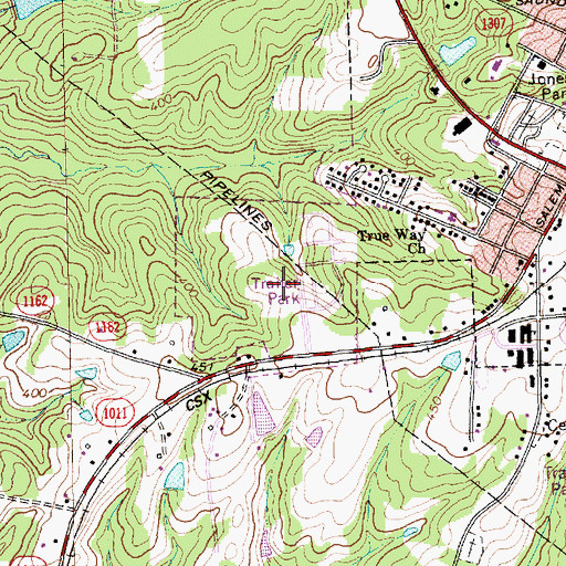 Topographic Map of Shangri-La Mobile Home Park, NC