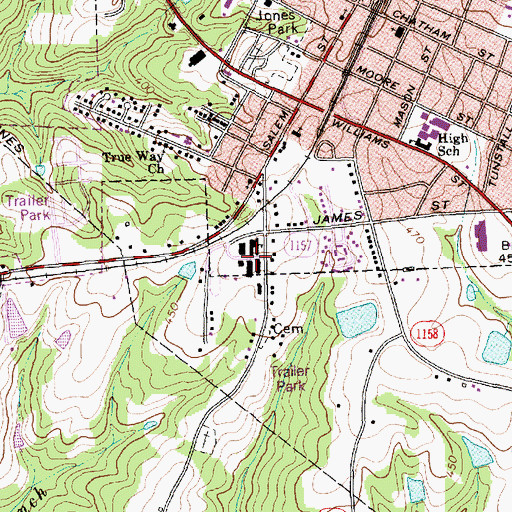 Topographic Map of Apex Elementary School, NC