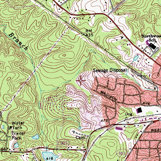 Topographic Map of Dutchess Village, NC