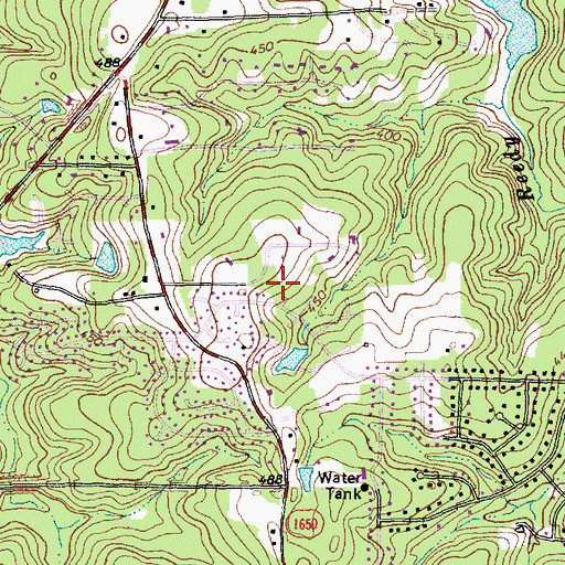 Topographic Map of Hearthstone Farms, NC