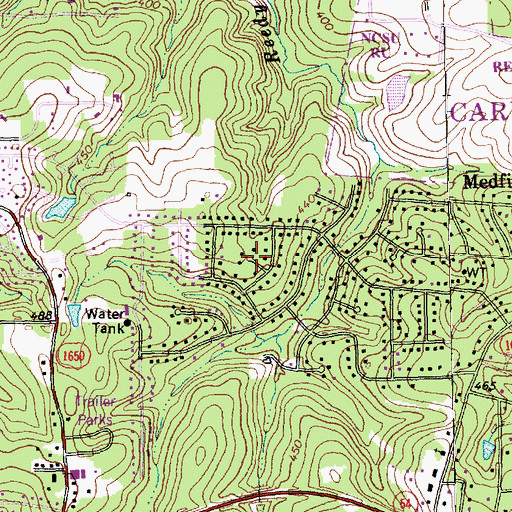 Topographic Map of Medfield Estates, NC