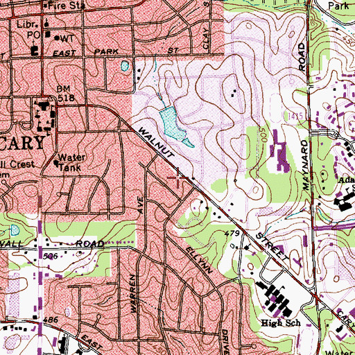 Topographic Map of Highland Park, NC
