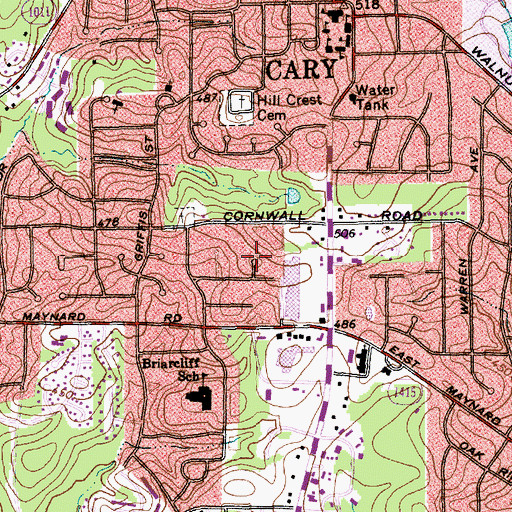 Topographic Map of Burtrose, NC