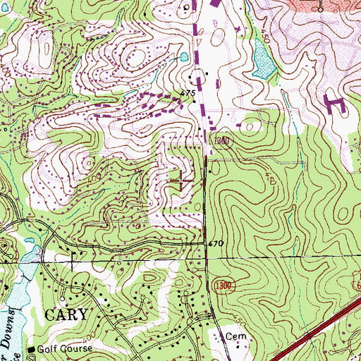 Topographic Map of Churchill Downs, NC