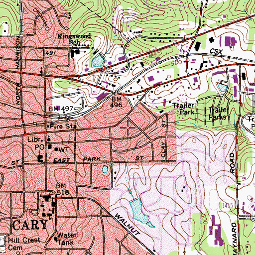 Topographic Map of Rainbow Estates, NC