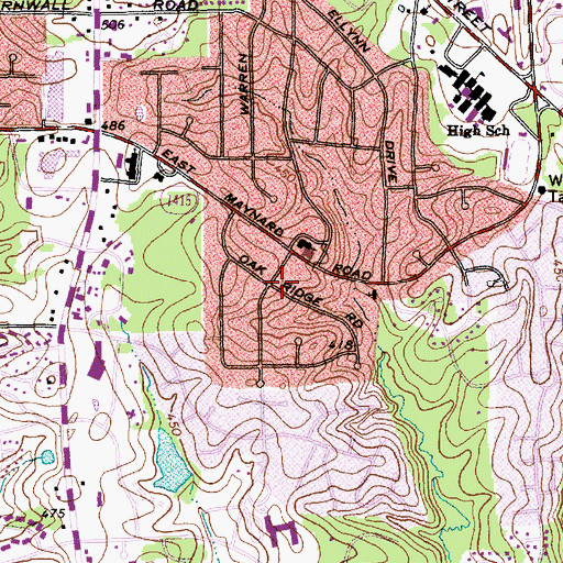 Topographic Map of Stoneybrook, NC