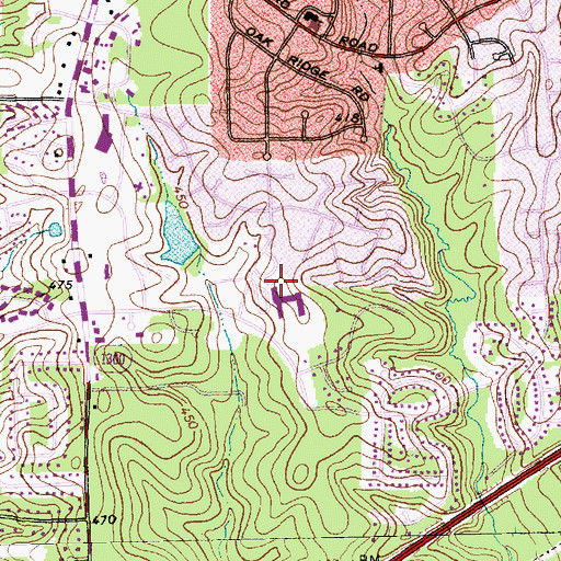 Topographic Map of Farmington Woods Elementary School, NC