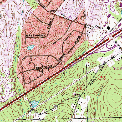Topographic Map of Hillsdale Forest, NC