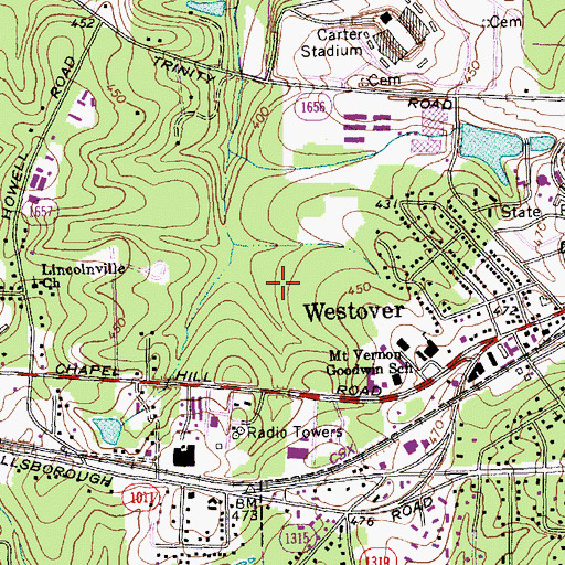 Topographic Map of Mount Vernon, NC
