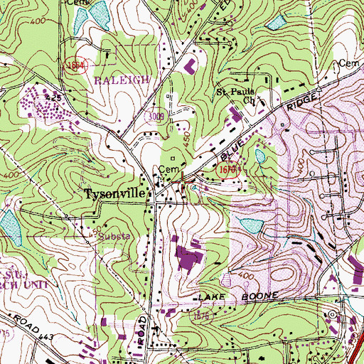 Topographic Map of Meredith Townes, NC